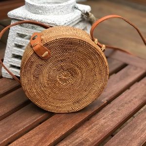 New Round Rattan Bag with Side Pattern
